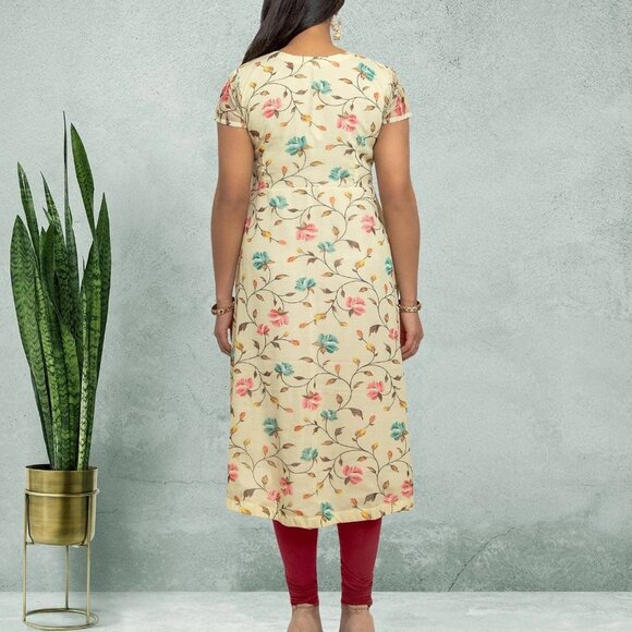 Light Ivory Printed Women's Kurta | Muvvas Boutique - Picture 5 of 5